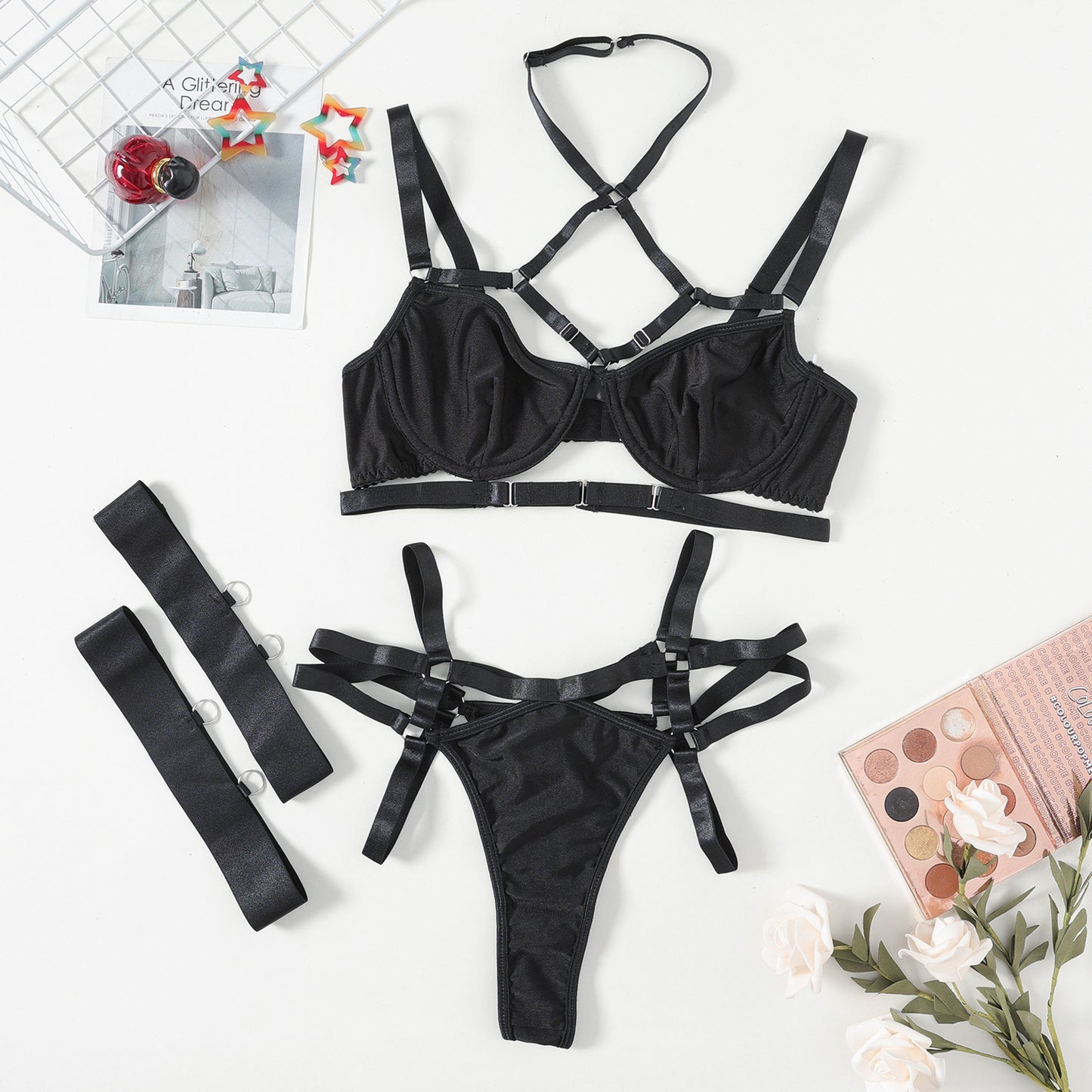 Sexy Ball Queen Role-Play Costume – Erotic Three-Point Lingerie, Fetish Fantasy Outfit, BDSM Dominatrix Set, Seductive Nightwear for Cosplay & Intimate Play