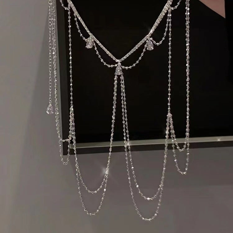 Rhinestone Breast Chain – Elegant European & American Body Jewelry for Special Occasions