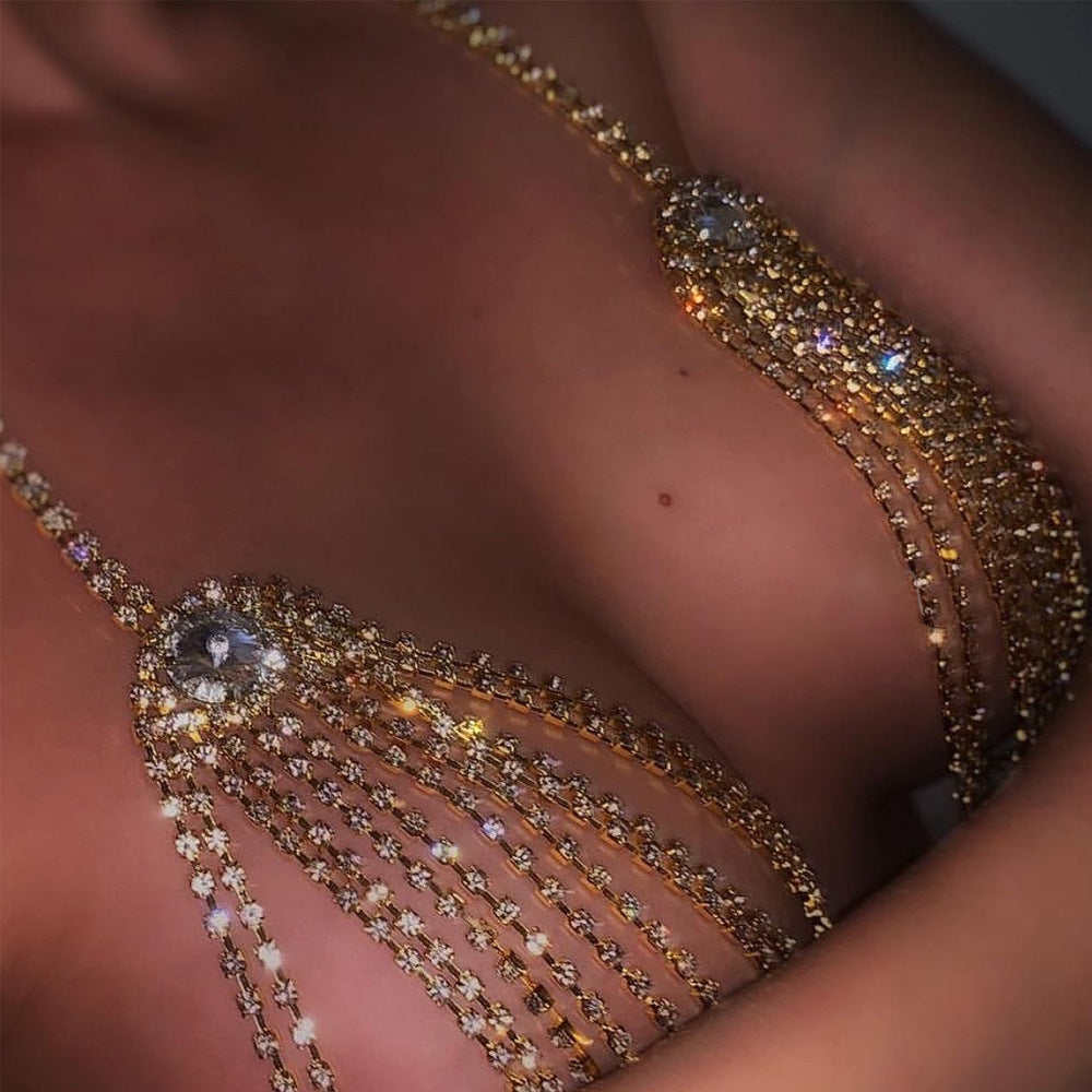 Shining Rhinestone Body Chain – Sexy Chest Jewelry, Wedding Accessory, Festival Outfit Must-Have