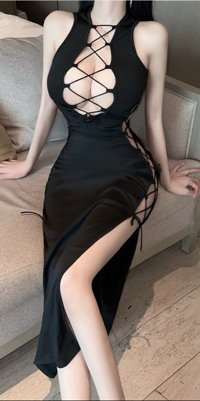 Elegant Chinese-Style A-Line Dress EXCLUSIVE SUPPLY ONLINE – High-Waist Sleeveless Maxi Skirt, Retro Polo Collar Cheongsam, Artistic Vintage Summer Dress 2025