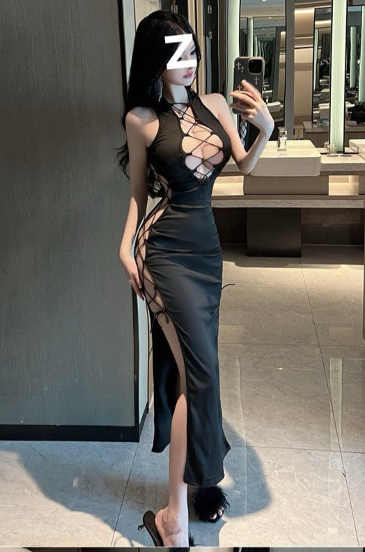 Elegant Chinese-Style A-Line Dress EXCLUSIVE SUPPLY ONLINE – High-Waist Sleeveless Maxi Skirt, Retro Polo Collar Cheongsam, Artistic Vintage Summer Dress 2025
