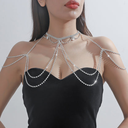 Rhinestone Breast Chain – Elegant European & American Body Jewelry for Special Occasions