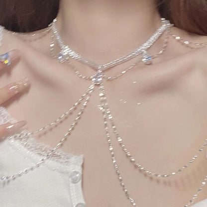 Rhinestone Breast Chain – Elegant European & American Body Jewelry for Special Occasions