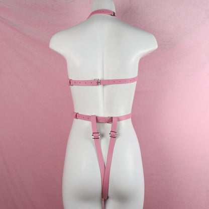 Flirting Leather Bondage Clothing – Adjustable BDSM Restraint Outfit for Sensual Play
